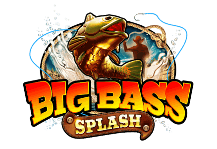 Big Bass Splash fisherman with rod stood by turquoise water beneath the game logo and a canyon skyline
